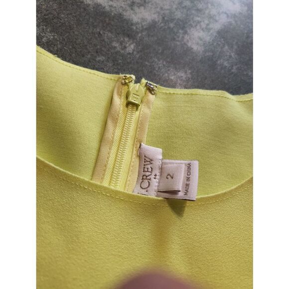 J Crew Scalloped Shift neon citrine Sleeveless Dress sz 2 - Picture 5 of 5